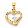14K Two-tone Polished Cross in Heart Pendant-C4838