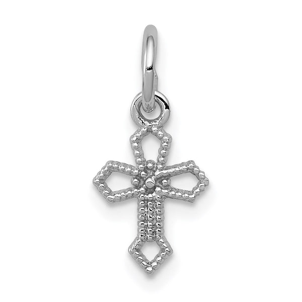 14k White Gold Passion Cross Charm-CH132