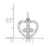 14k White Gold Cross in Heart Charm-CH133