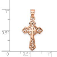 14K Rose Polished Cross Pendant-D4654