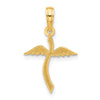 14k Polished Cross with Wings Pendant-D5298