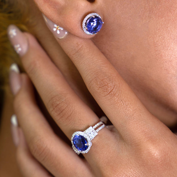 Tanzanite Diamond Ring and Earring