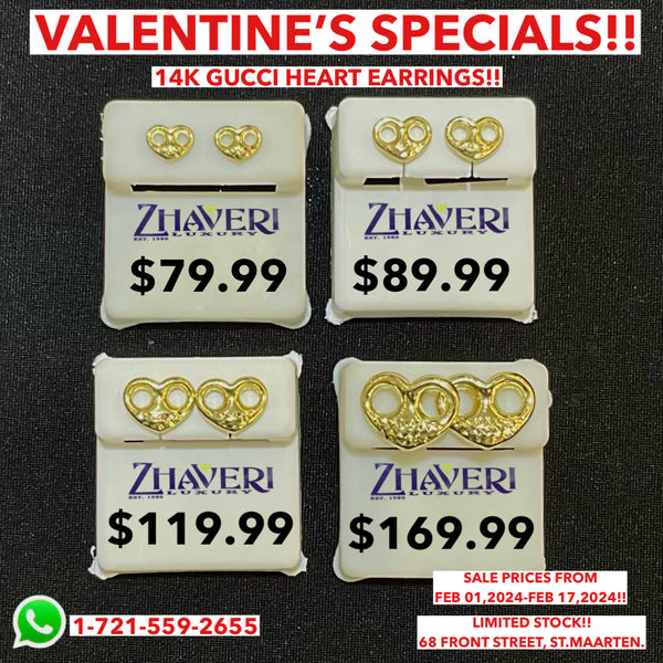 VALENTINE'S SPECIALS!! 14K GUCCI HEART EARRINGS!!