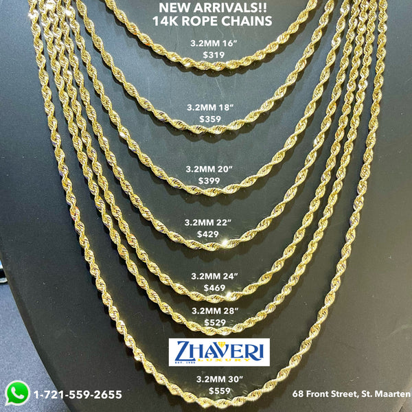 14K ROPE CHAINS!! NEW ARRIVALS!!