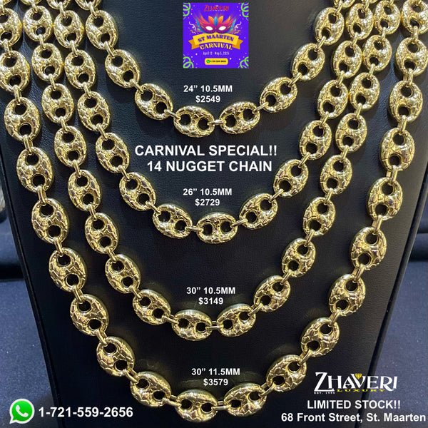 CARNIVAL SPECIALS!! 14K NUGGET CHAINS