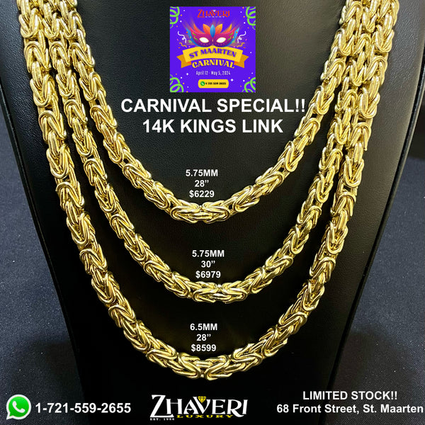 CARNIVAL SPECIALS!! 14K KINGS LINK CHAINS