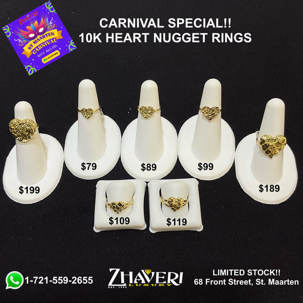 CARNIVAL SPECIALS!! 10K HEART NUGGET RINGS