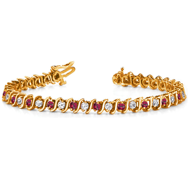 Yellow Gold Ruby & Diamond Bracelet - B4000-2RYG