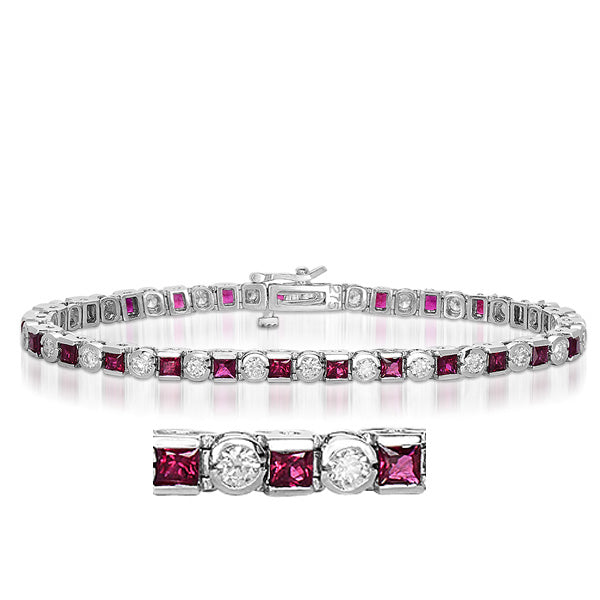 Ruby & Diamond Bracelet - B4127-RWG