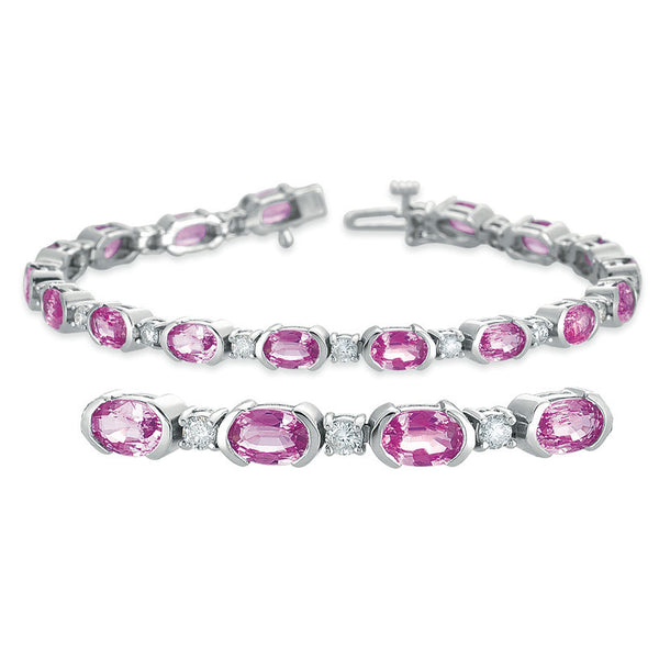 Pink Sapphire & Diamond Bracelet - B4315-SPWG