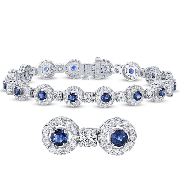 White Gold Sapphire & Diamond Bracelet - B4412-S3.5MWG