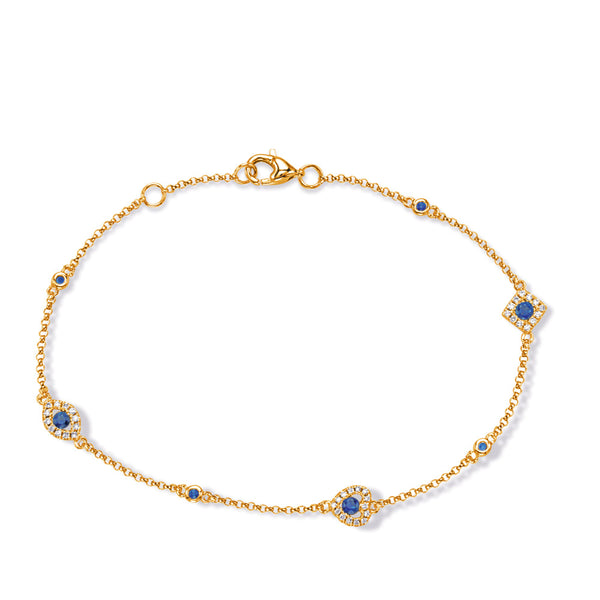 Yellow Gold Sapphire & Diamond Bracelet - B4490-SYG