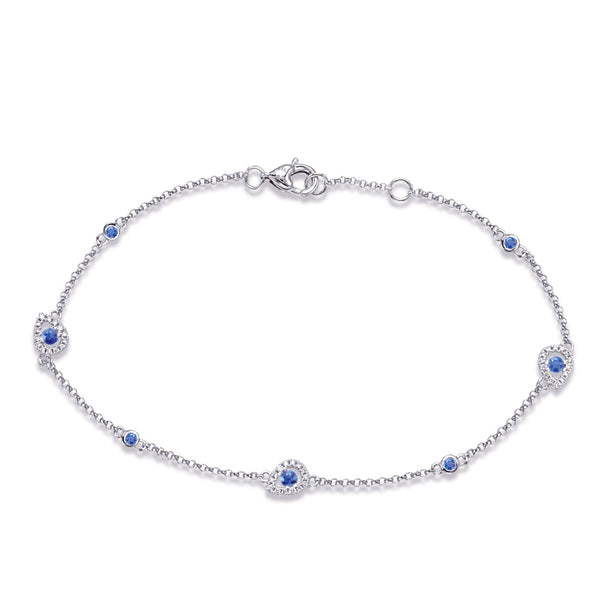White Gold Sapphire & Diamond Bracelet - B4491-SWG