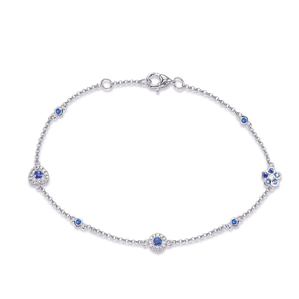 White Gold Sapphire & Diamond Bracelet - B4492-SWG