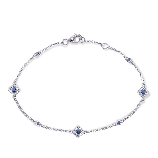White Gold  Sapphire & Diamond Bracelet - B4494-SWG