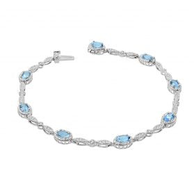 14K Aquamarine & Diamond Bracelet. #1163-BR2157W-AQ