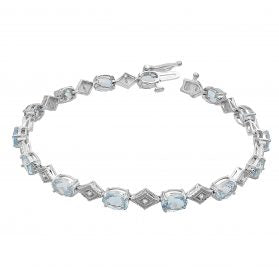 14K Aquamarine & Diamond Bracelet. #1163-BR2614W-AQ
