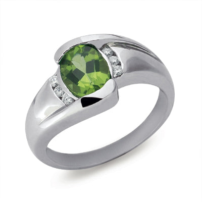 Peridot & Diamond Ring - C5610-PWG