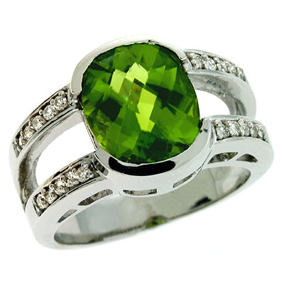 Peridot & Diamond Ring - C5690-PWG