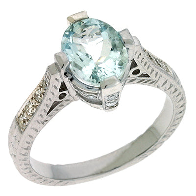 Aquamarine & Diamond Ring - C5708-AQWG