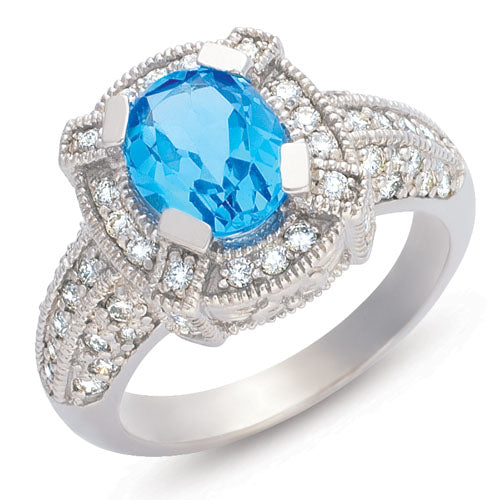 Blue Topaz & Diamond Ring - C5752-BTWG