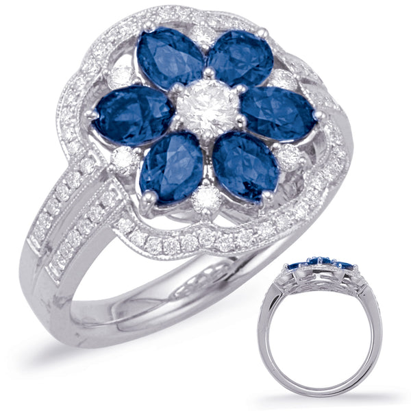 White Gold Sapphire & Diamond Ring - C5759-SWG