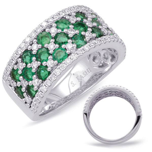 White Gold Emerald & Diamond Ring - C5775-EWG
