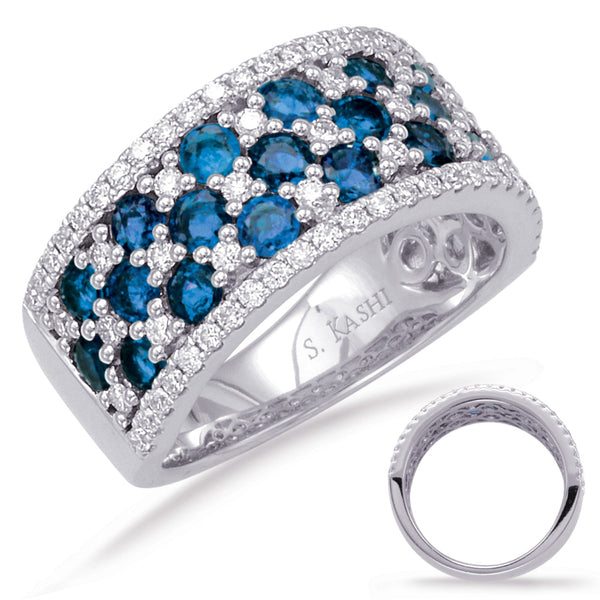 White Gold Sapphire & Diamond Ring - C5775-SWG