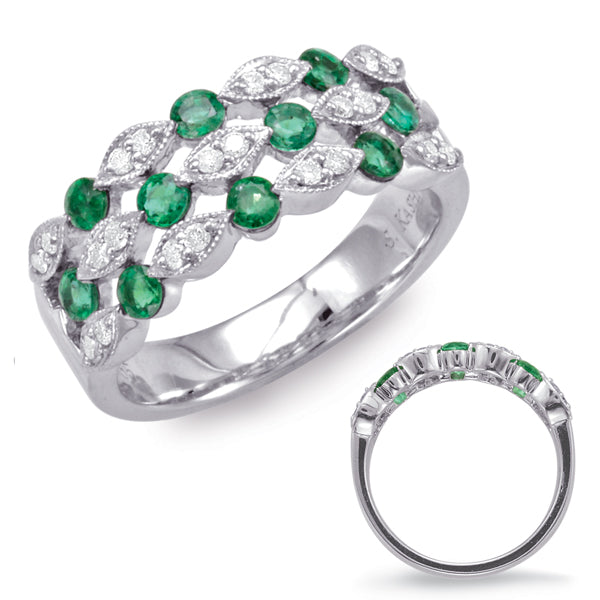 White Gold Emerald & Diamond Ring - C5776-EWG