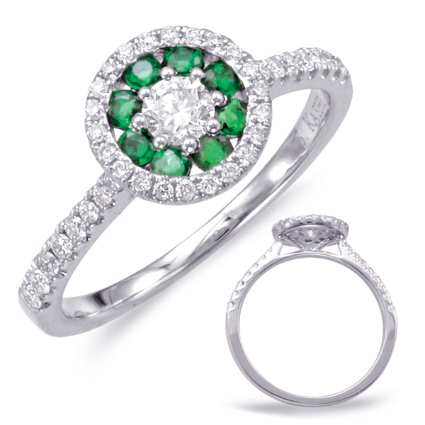 White Gold Emerald & Diamond Ring - C5777-EWG