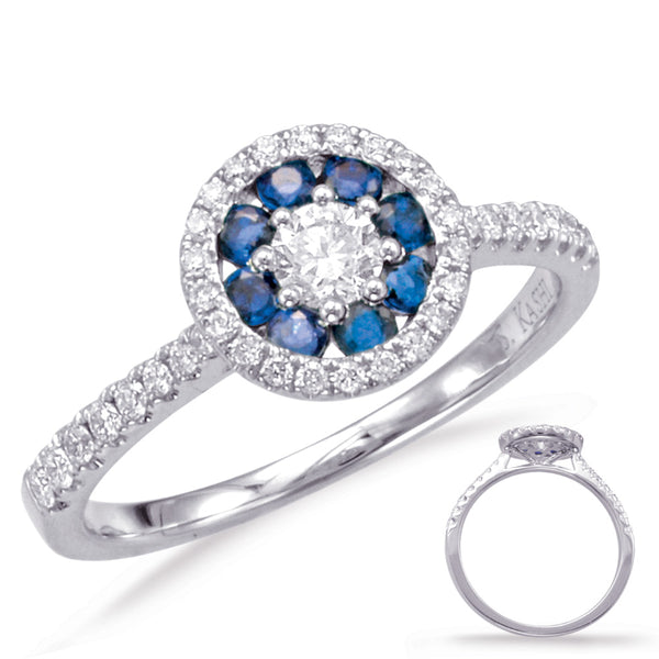 White Gold Sapphire & Diamond Ring - C5777-SWG