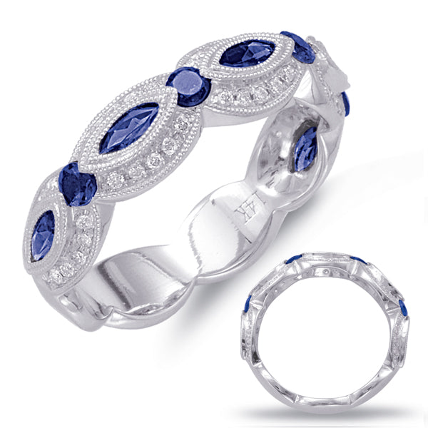 White Gold Sapphire & Diamond Ring - C5779-SWG
