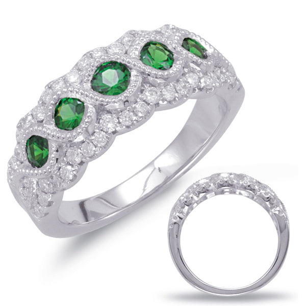 White Gold Emerald & Diamond Ring - C5782-EWG