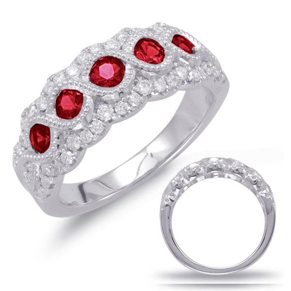 White Gold Ruby & Diamond Ring - C5782-RWG