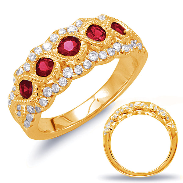 Yellow Gold Ruby & Diamond Ring - C5782-RYG