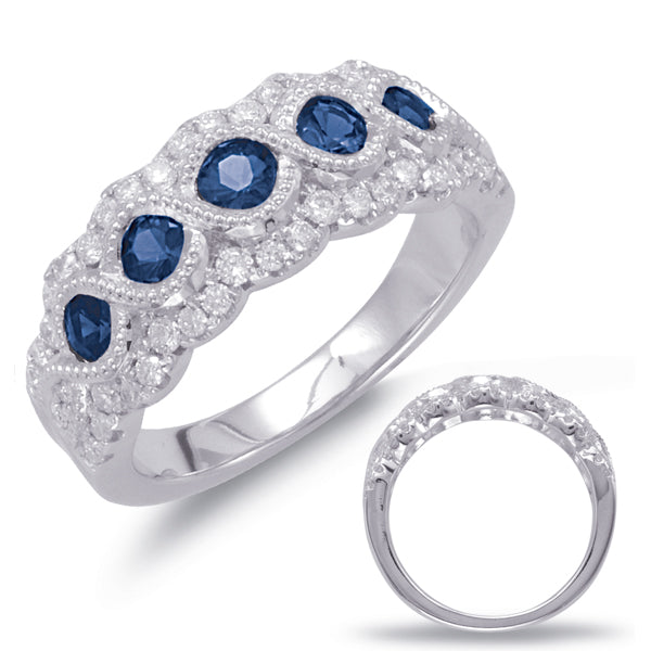White Gold Sapphire & Diamond Ring - C5782-SWG