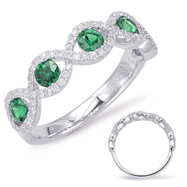 White Gold Emerald & Diamond Ring - C5787-EWG