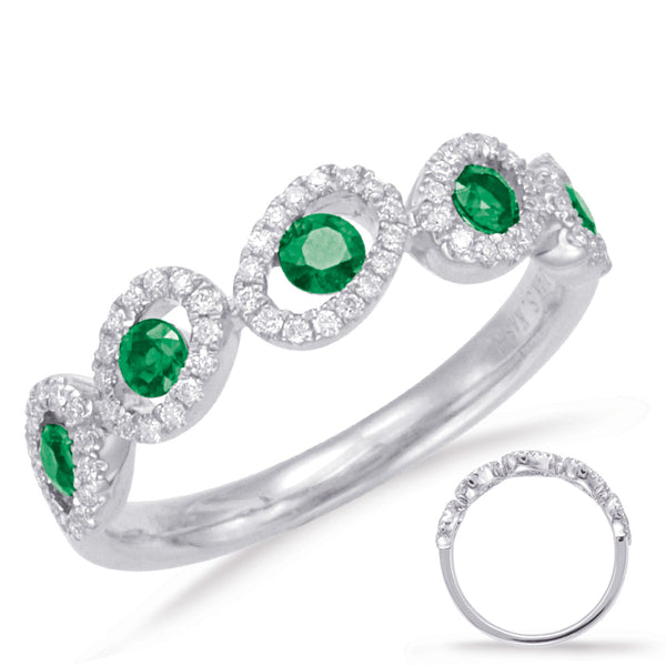 White Gold Emerald & Diamond Ring - C5788-EWG