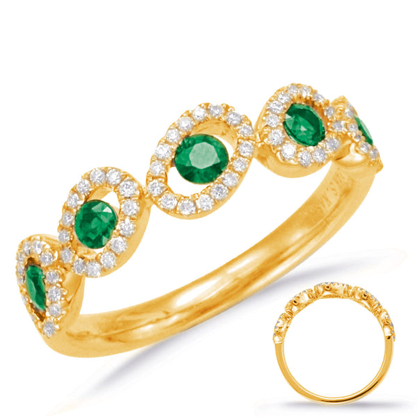 Yellow Gold Emerald & Diamond Ring - C5788-EYG