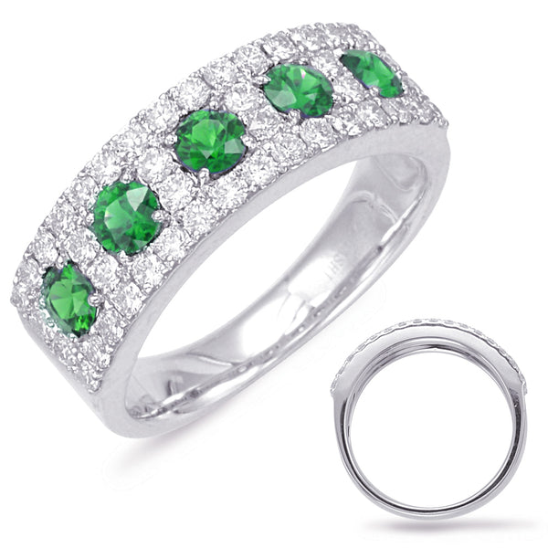 White Gold Emerald & Diamond Ring - C5791-EWG