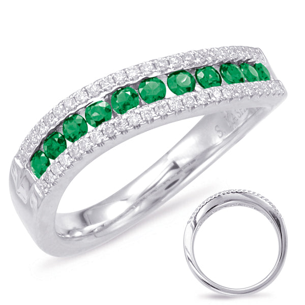 White Gold Emerald & Diamond Ring - C5793-EWG