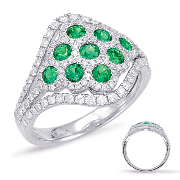 White Gold Emerald & Diamond Ring - C5794-EWG