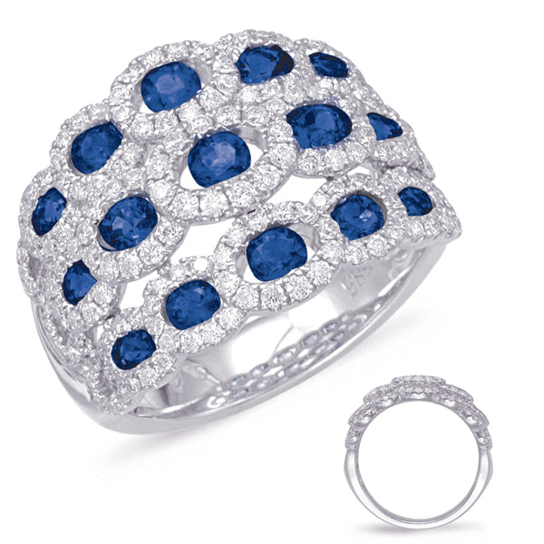 White Gold Sapphire & Diamond Ring - C5795-SWG