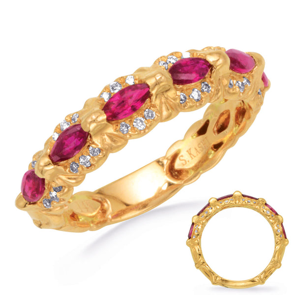 Yellow Gold Ruby & Diamond Ring - C5797-RYG