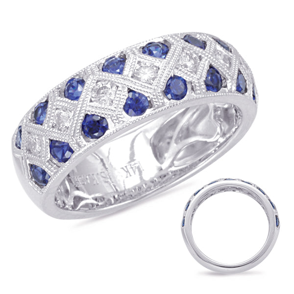 White Gold Sapphire & Diamond Ring - C5798-SWG