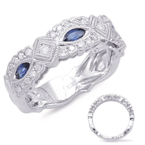 White Gold Sapphire & Diamond Ring - C5802-SWG
