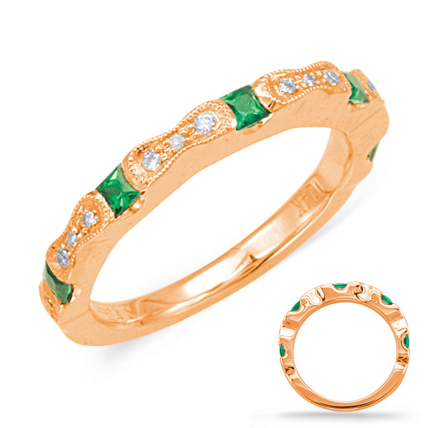 Rose Gold Emerald & Diamond Ring - C5803-ERG
