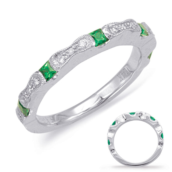 White Gold Emerald & Diamond Ring - C5803-EWG