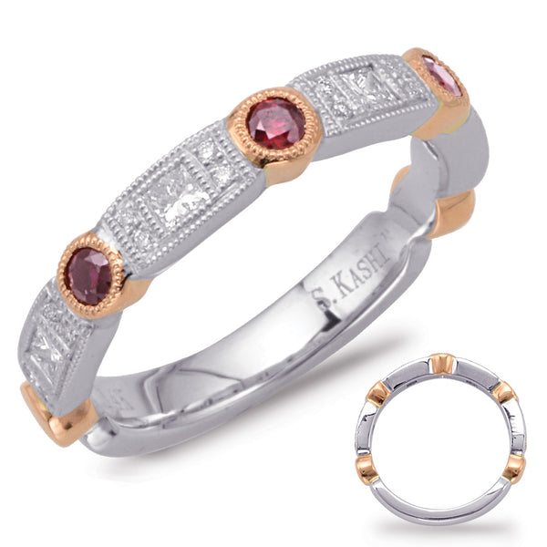 Rose & White Gold Ruby & Diamond Ring - C5804-RRW