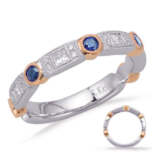 Rose & White Sapphire & Diamond Ring - C5804-SRW